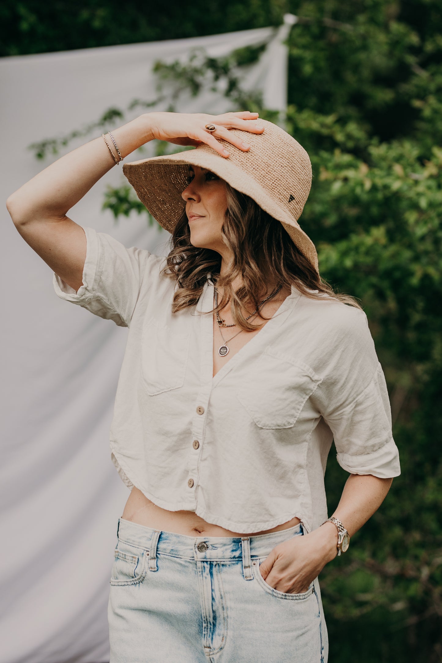 Molly | Wide Brim Raffia Bucket